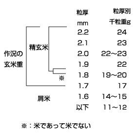 図：粒厚別千粒重