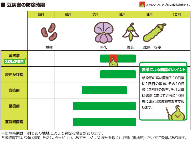 図：豆病害の防除時期